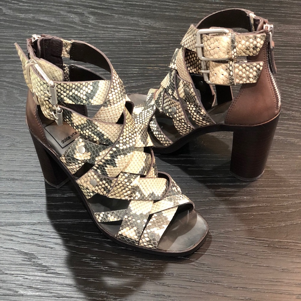 Dolce Vita Python Print Stack Heels Sandals Sz 6 - image 1